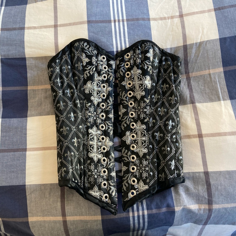 Bustier corset - reversible black silver purple size 0 2 4